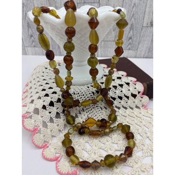 Gorgeous Vintage MCM Double Strand Art Glass Necklace - Picture 2 of 11